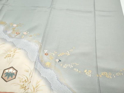 平和屋着物●訪問着　駒刺繍　亀甲吉祥花文　金彩　正絹　逸品　CABI1500th