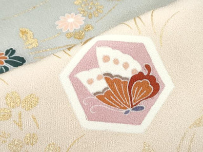 平和屋着物●訪問着　駒刺繍　亀甲吉祥花文　金彩　正絹　逸品　CABI1500th