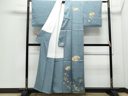 平和屋着物●訪問着　草花シルエット　地紙草花文　金銀彩　正絹　逸品　CABI1501th