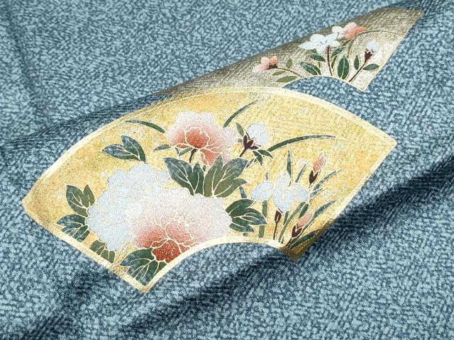 平和屋着物●訪問着　草花シルエット　地紙草花文　金銀彩　正絹　逸品　CABI1501th