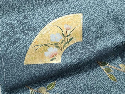 平和屋着物●訪問着　草花シルエット　地紙草花文　金銀彩　正絹　逸品　CABI1501th