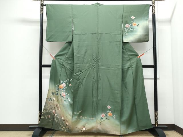 平和屋着物●訪問着　草花文　暈し染め　金銀彩　正絹　逸品　CABI1502th