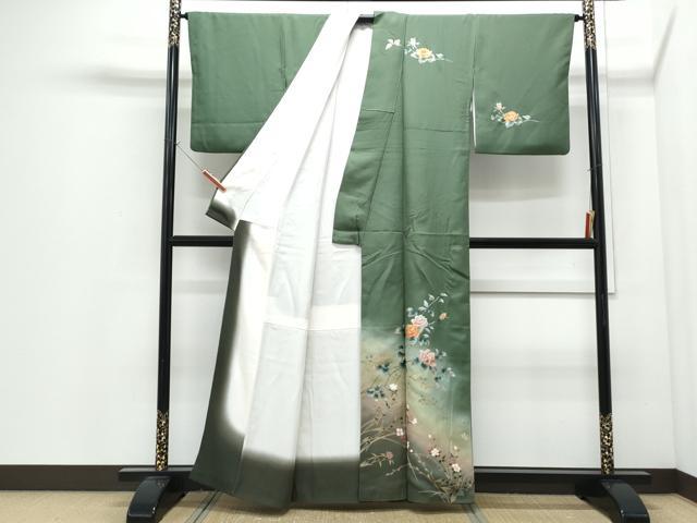 平和屋着物●訪問着　草花文　暈し染め　金銀彩　正絹　逸品　CABI1502th