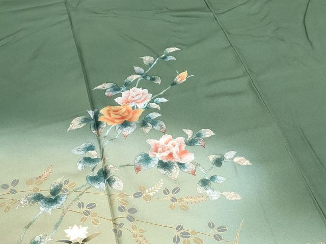 平和屋着物●訪問着　草花文　暈し染め　金銀彩　正絹　逸品　CABI1502th