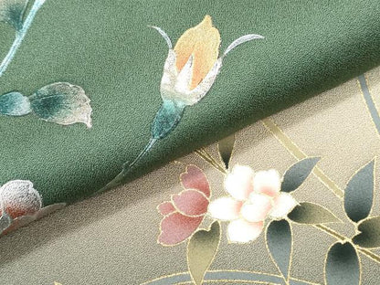 平和屋着物●訪問着　草花文　暈し染め　金銀彩　正絹　逸品　CABI1502th