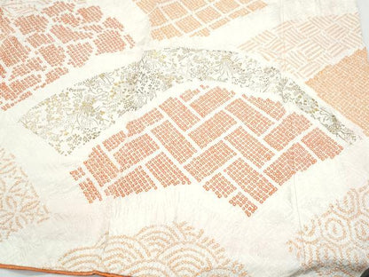 平和屋着物●豪華振袖　絞り　地紙草花文　金彩　正絹　逸品　CABI1505th