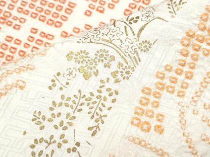 平和屋着物●豪華振袖　絞り　地紙草花文　金彩　正絹　逸品　CABI1505th