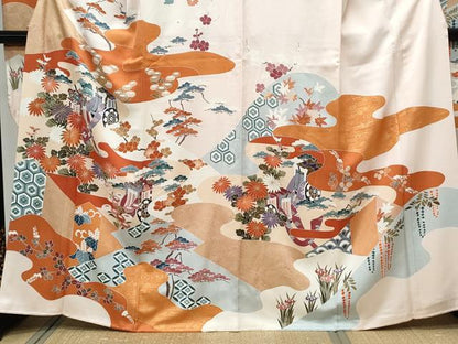 平和屋着物●豪華振袖　御所車花文　金彩　正絹　逸品　CABI1506th