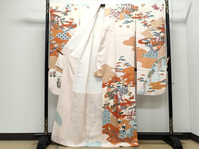 平和屋着物●豪華振袖　御所車花文　金彩　正絹　逸品　CABI1506th