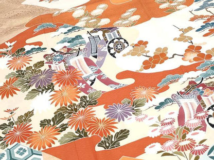 平和屋着物●豪華振袖　御所車花文　金彩　正絹　逸品　CABI1506th