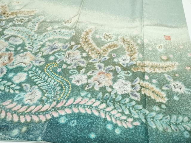 平和屋着物●染色作家　田中良和　訪問着　辻が花　暈し染め　金通し地　正絹　逸品　CABI1508th