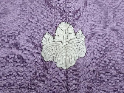 平和屋着物●上質な色無地　唐草地紋　薄葡萄色　ロング丈　正絹　逸品　CABI1509th