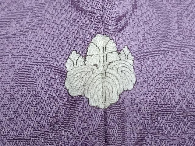 平和屋着物●上質な色無地　唐草地紋　薄葡萄色　ロング丈　正絹　逸品　CABI1509th