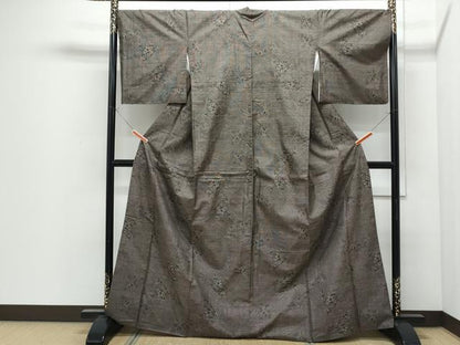 平和屋着物●本場大島紬　9マルキ　草花文　正絹　逸品　CABI1510th