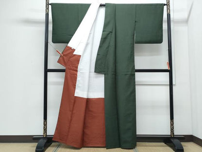 平和屋着物●上質な紬　色無地　虫襖色　正絹　逸品　CABI1512th