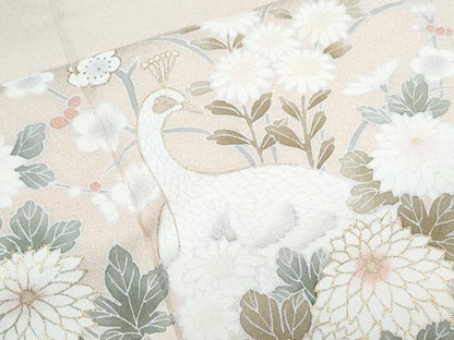 平和屋着物●訪問着　孔雀花文　金彩　正絹　逸品　CABI1513th