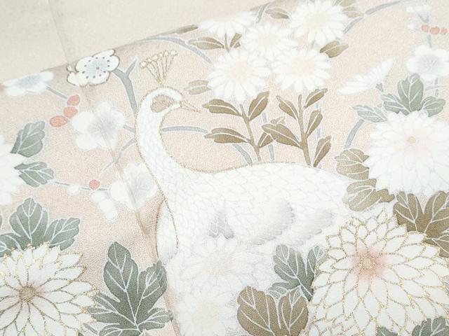 平和屋着物●訪問着　孔雀花文　金彩　正絹　逸品　CABI1513th