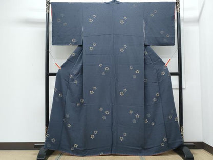 平和屋着物●上質な小紋　寿光織　舞花文　金糸　逸品　未使用　CABI1514th