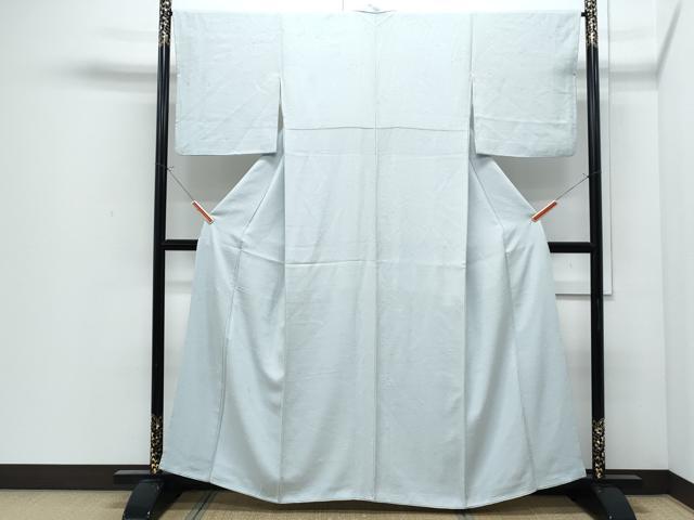 平和屋着物●上質な色無地　芝草花地紋　白藍色　正絹　逸品　CABI1518th