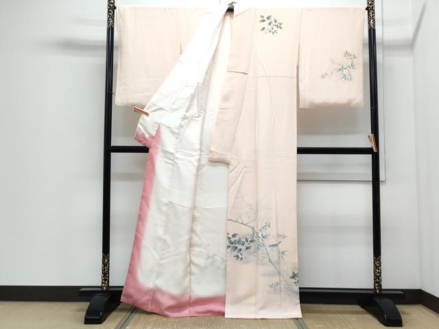 平和屋着物●訪問着　休み鳥　草花文　暈し染め　やまと誂製　正絹　逸品　CABI1521th