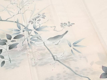 平和屋着物●訪問着　休み鳥　草花文　暈し染め　やまと誂製　正絹　逸品　CABI1521th