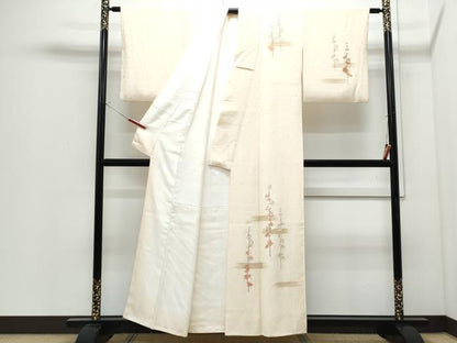 平和屋着物●訪問着　刺繍　枝花文　金彩　正絹　逸品　CABI1522th