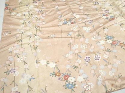 平和屋着物●上質な小紋　草花文　暈し染め　正絹　逸品　CABI1524th