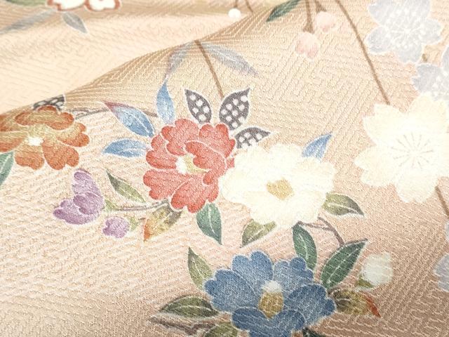 平和屋着物●上質な小紋　草花文　暈し染め　正絹　逸品　CABI1524th