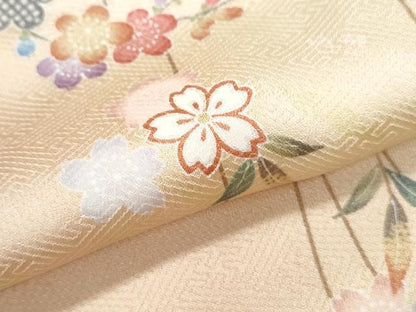 平和屋着物●上質な小紋　草花文　暈し染め　正絹　逸品　CABI1524th