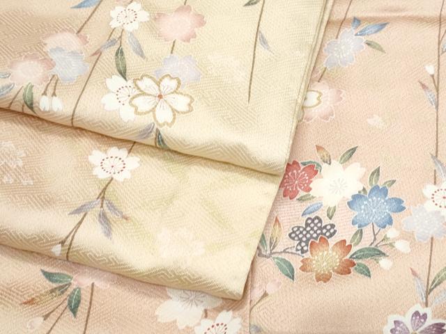 平和屋着物●上質な小紋　草花文　暈し染め　正絹　逸品　CABI1524th