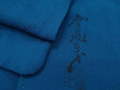 平和屋着物●染色作家　斉藤三才　色無地　藍色　正絹　逸品　CABI1526th