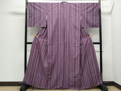 平和屋着物●上質な紬　刺し子　縞　正絹　逸品　CABI1527th