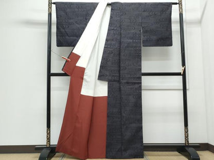平和屋着物●結城紬　80亀甲　光琳水　正絹　逸品　CABI1529th