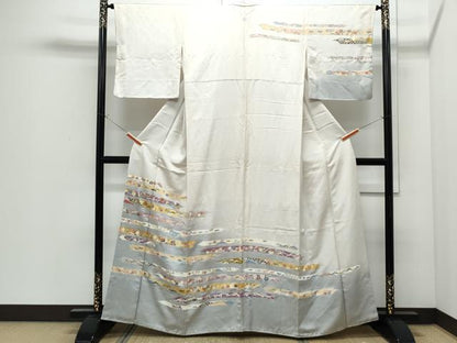 平和屋着物●訪問着　刺繍　熨斗花文　暈し染め　金彩　正絹　逸品　CABI1532th