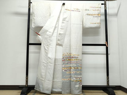 平和屋着物●訪問着　刺繍　熨斗花文　暈し染め　金彩　正絹　逸品　CABI1532th