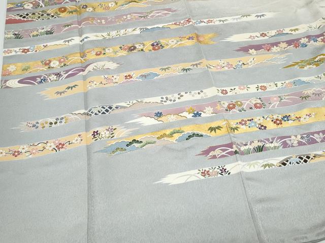 平和屋着物●訪問着　刺繍　熨斗花文　暈し染め　金彩　正絹　逸品　CABI1532th