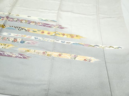 平和屋着物●訪問着　刺繍　熨斗花文　暈し染め　金彩　正絹　逸品　CABI1532th