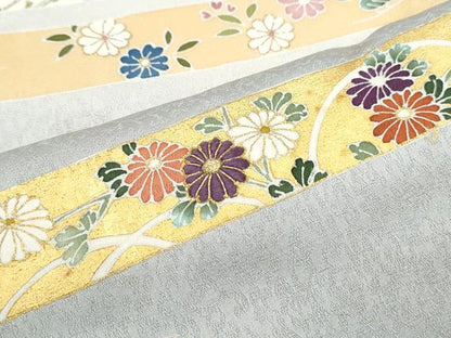 平和屋着物●訪問着　刺繍　熨斗花文　暈し染め　金彩　正絹　逸品　CABI1532th