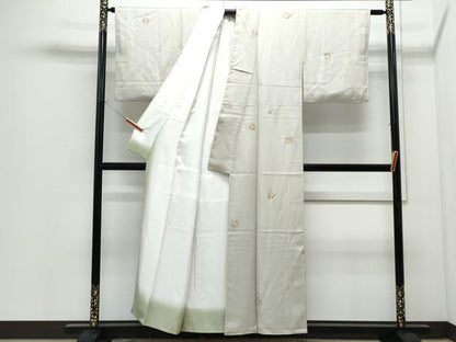 平和屋着物●上質な小紋　刺繍　花丸文　金彩　正絹　逸品　CABI1533th