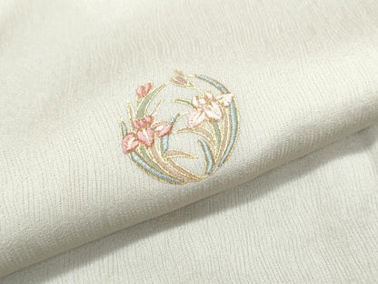 平和屋着物●上質な小紋　刺繍　花丸文　金彩　正絹　逸品　CABI1533th