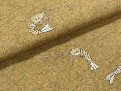 平和屋着物●訪問着　紬地　総刺繍　海老　正絹　逸品　CABI1536th