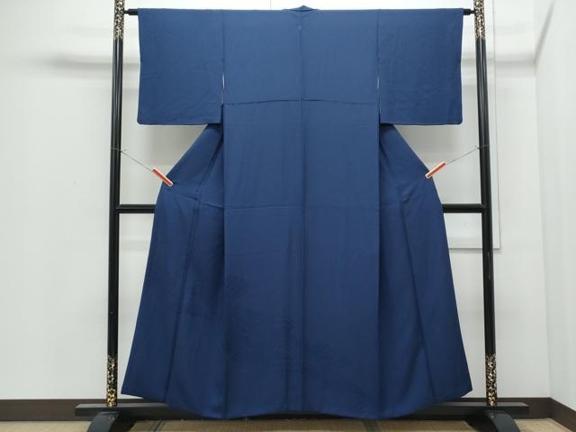 平和屋着物●豪華色留袖　色無地　鏡裏花地紋　留紺色　正絹　逸品　CABI1539th