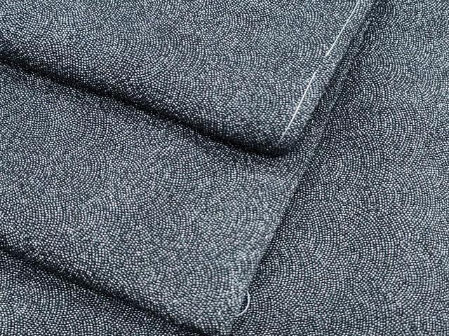 平和屋着物●江戸小紋　鮫小紋柄　黒地　鬼しぼ縮緬　正絹　逸品　未使用　CABI1541th