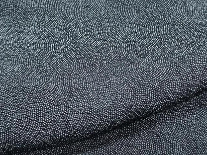 平和屋着物●江戸小紋　鮫小紋柄　黒地　鬼しぼ縮緬　正絹　逸品　未使用　CABI1541th