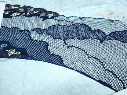 平和屋着物●豪華色留袖　駒刺繍　絞り　道長飛鶴松竹梅　金彩　正絹　逸品　CABI1545th