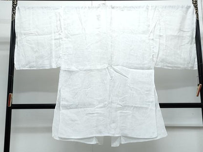 平和屋着物＊夏物　男性　半襦袢　銀座もとじ　紗　白色　たとう紙付き　麻　逸品　CABI1548th