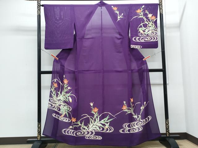 平和屋着物＊夏物　訪問着　絽　流水草花文　正絹　逸品　CABI1550th