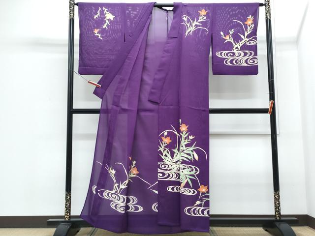 平和屋着物＊夏物　訪問着　絽　流水草花文　正絹　逸品　CABI1550th