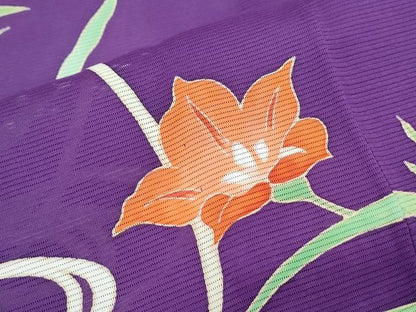 平和屋着物＊夏物　訪問着　絽　流水草花文　正絹　逸品　CABI1550th