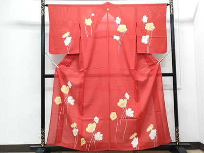 平和屋着物＊夏物　訪問着　絽　草花文　正絹　逸品　CABI1558th